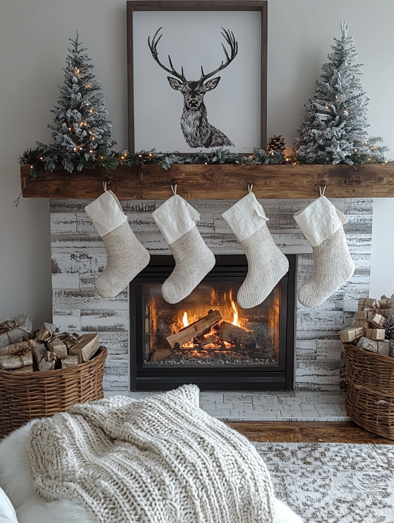 natural nature inspired fireplace mantel