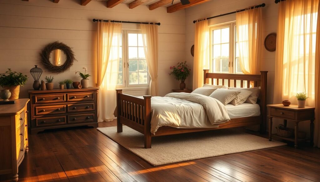 farmhouse bedroom decor warm ambiance