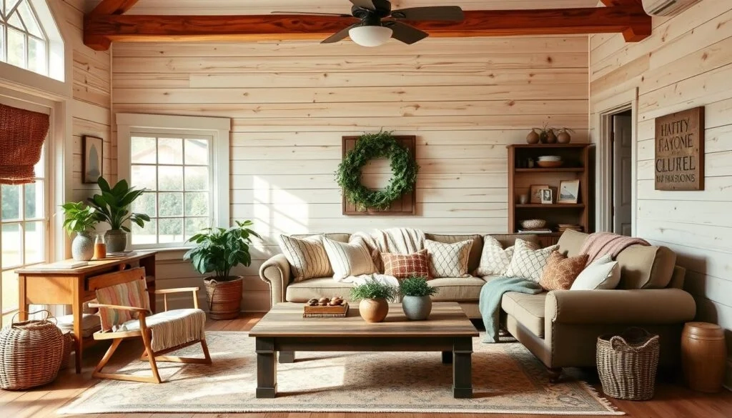 farmhouse shiplap walls for textured appeal